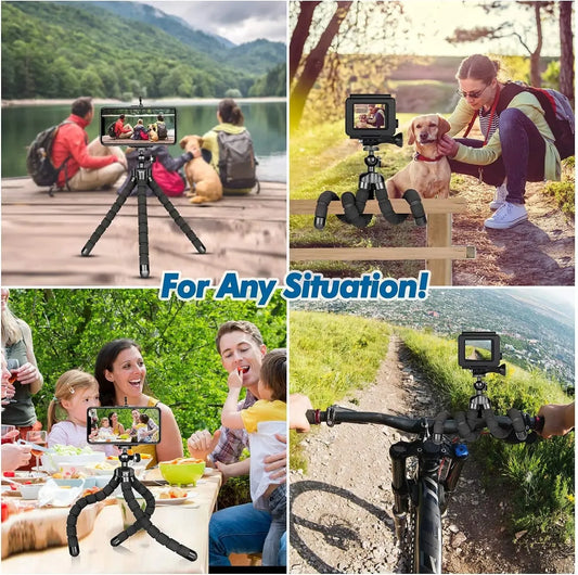 Flexible Cell Phone Tripod with Holder - 360° Swivel Mini Travel Tripod